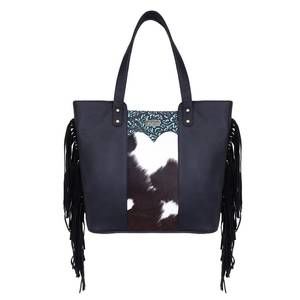 NEW SIXTEASE BAGS women's fringed tote bag in black turqoise floral